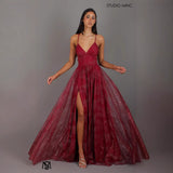 Elegant Womens V-neck Sleeveless Strapless Dress With A Flared Hem High Waist Split Women Long Dresses Party Dress
