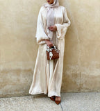 Eid Muslim Abaya Dress Kimono For Women Fashion Shining Silklike Summer Abayas Cardigan Puff Sleeve Dubai Turkey Clothes